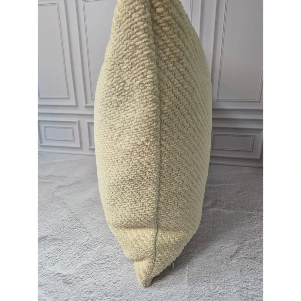 Pottery Barn Textured Coton 20x20 Throw Pillows Set of 2 Cream Woven Down Insert
